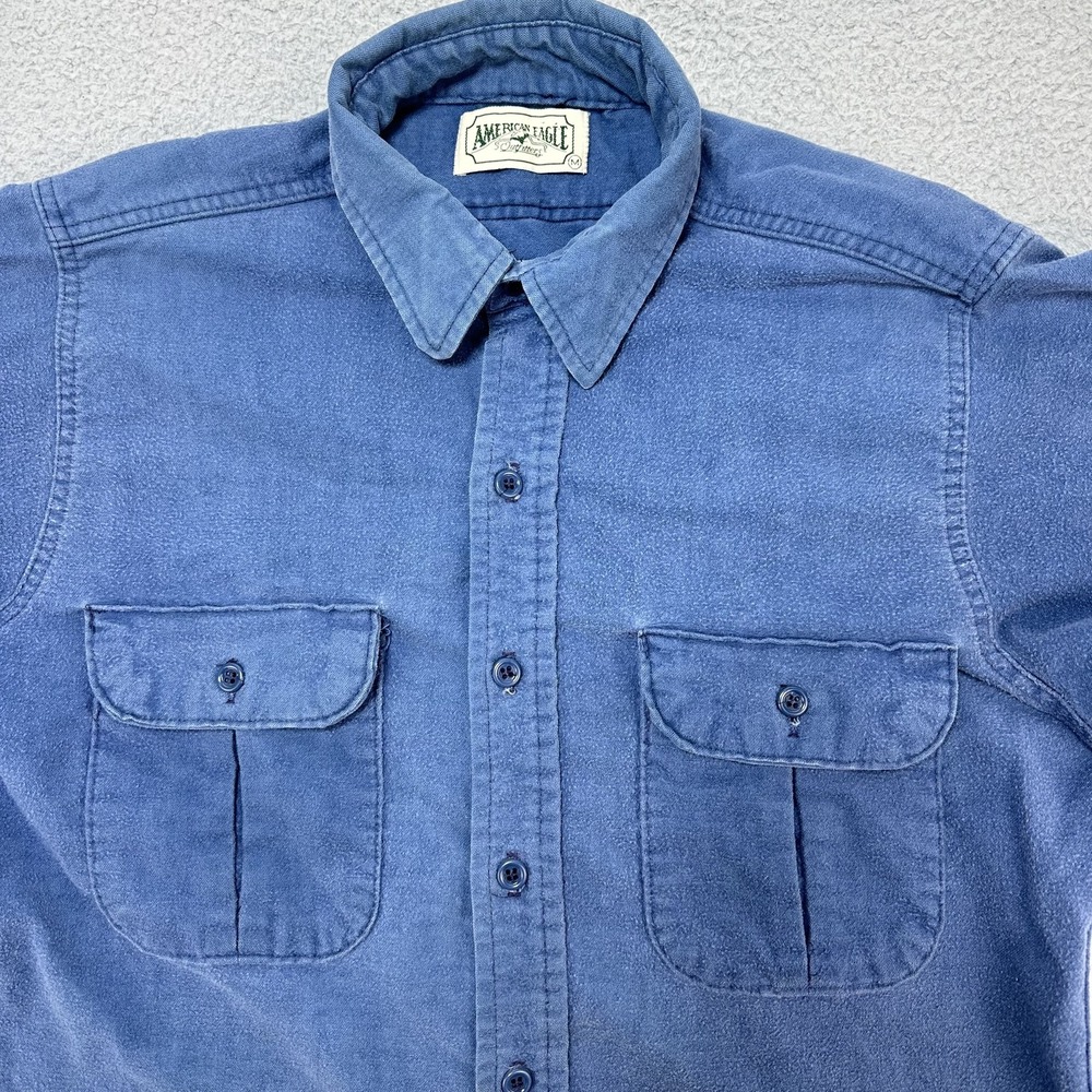 American Eagle Shirt Men's Medium Button Up Long Sleeve Utility Pockets Casual